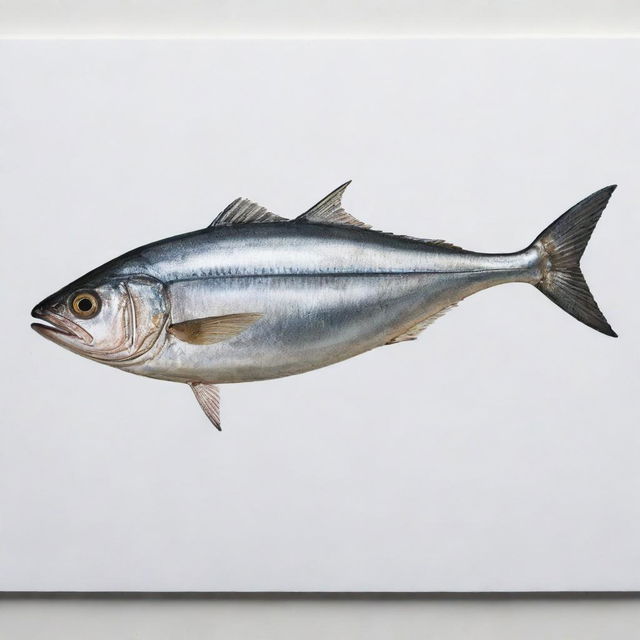 An anatomically accurate sardine fish, depicted with careful attention to every detail to show its unique features.