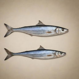 An anatomically accurate sardine fish, depicted with careful attention to every detail to show its unique features.