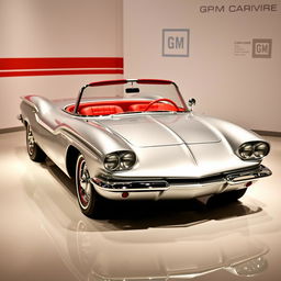 1962 Corvair Super Spyder Concept, sleek and curvy, showcased in a classic GM design display setting