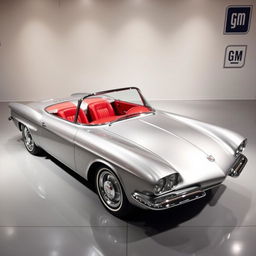 1962 Corvair Super Spyder Concept, sleek and curvy, showcased in a classic GM design display setting