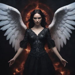 An incredible paranormal fusion of angel and demon in universal form, embodying both celestial goodness and infernal darkness