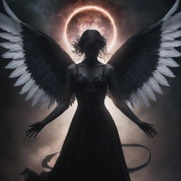 An incredible paranormal fusion of angel and demon in universal form, embodying both celestial goodness and infernal darkness