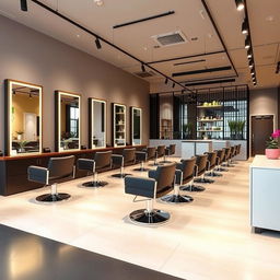 a stylish and modern hair salon interior design