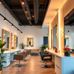 a stylish and modern hair salon interior design