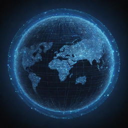 Illustrate an interconnected globe with various cyber elements like circuits, binary numbers, and shield icons, signifying the shared responsibility of securing cyberspace.