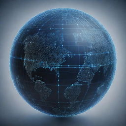 Illustrate an interconnected globe with various cyber elements like circuits, binary numbers, and shield icons, signifying the shared responsibility of securing cyberspace.