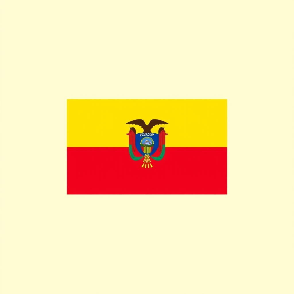 A minimalist rendition of the Ecuadorian flag, featuring the iconic horizontal tricolor stripes in simplified hues of yellow, blue, and red