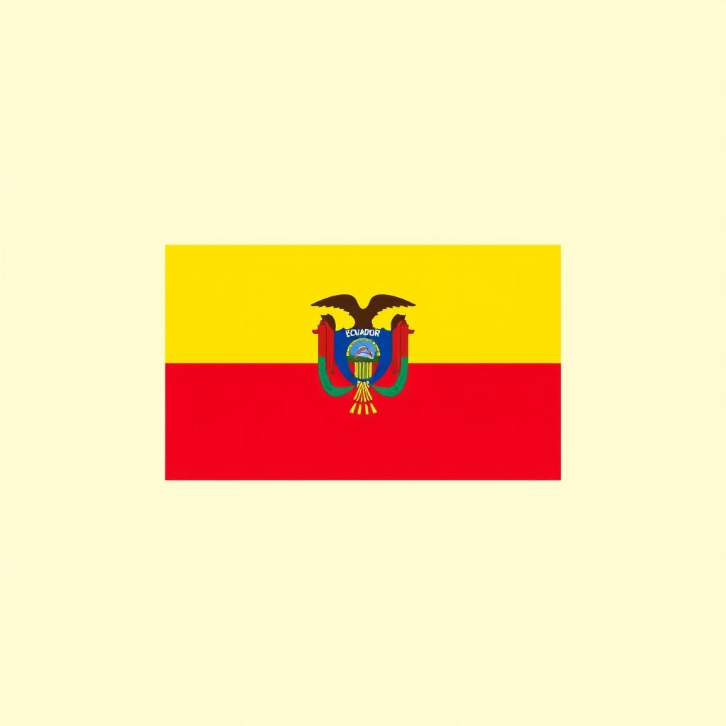 A minimalist rendition of the Ecuadorian flag, featuring the iconic horizontal tricolor stripes in simplified hues of yellow, blue, and red