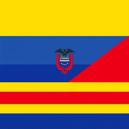 A minimalist rendition of the Ecuadorian flag, featuring the iconic horizontal tricolor stripes in simplified hues of yellow, blue, and red