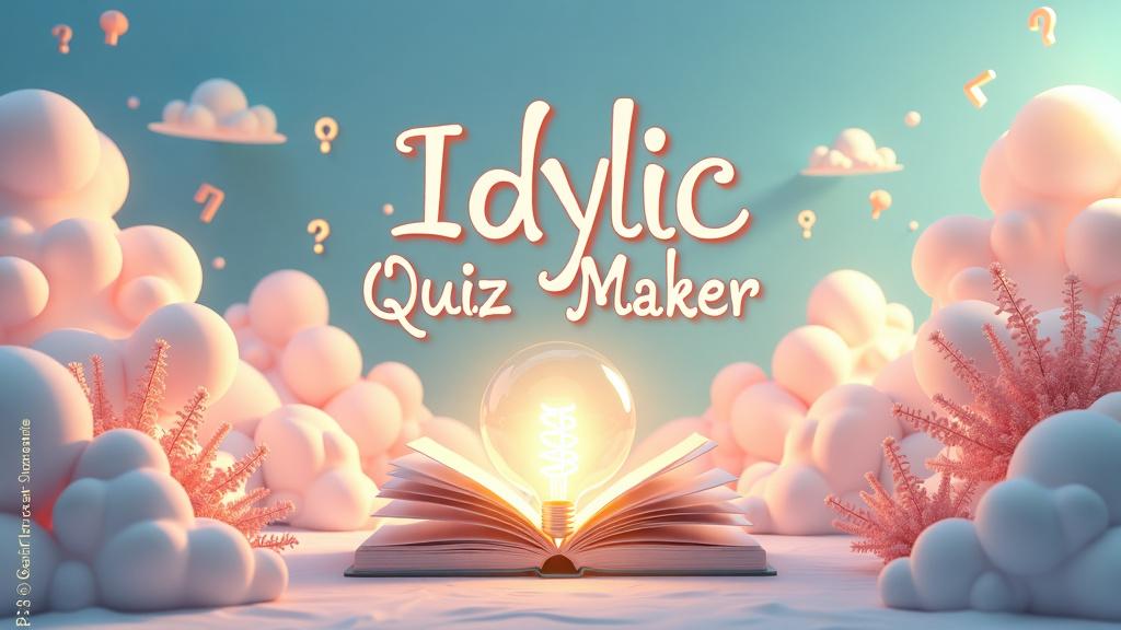 A beautiful banner titled 'Idyllic Quiz Maker', featuring pastel colors with a striking and harmonious design