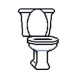 A pixel art icon of a classic toilet