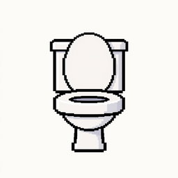 A pixel art icon of a classic toilet