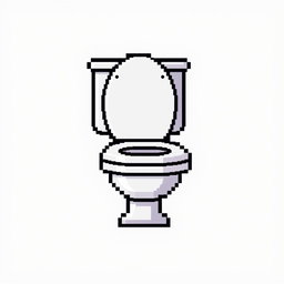 A pixel art icon of a classic toilet