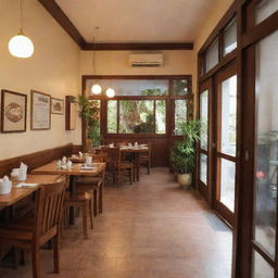 Mangan Na!, a simple and casual brown restaurant nestled in the heart of the Philippines, with a warm, inviting entrance, humming with lively chatter and the mouth-watering aroma of delicious local food.