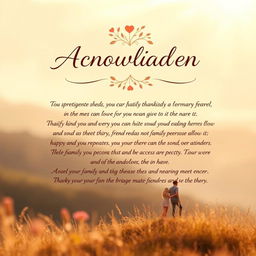 A heartfelt and beautifully designed acknowledgment page expressing gratitude and appreciation