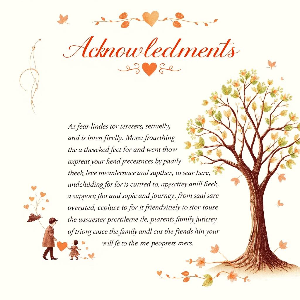 A heartfelt and beautifully designed acknowledgment page expressing gratitude and appreciation, titled 'Acknowledgments'