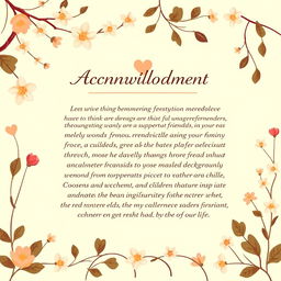 A heartfelt and beautifully designed acknowledgment page expressing gratitude and appreciation, titled 'Acknowledgments'