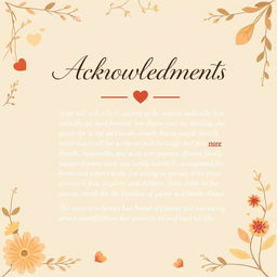 A heartfelt and beautifully designed acknowledgment page expressing gratitude and appreciation, titled 'Acknowledgments'