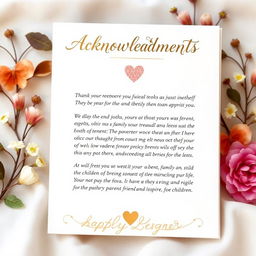 A heartfelt and beautifully designed acknowledgment page expressing gratitude and appreciation, titled 'Acknowledgments'