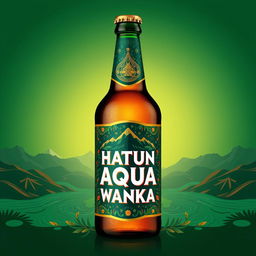 A stunning beer bottle label design with the prominent name "HATUN AQUA WANKA"