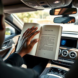 A realistic scene depicting the interior of a luxurious Mercedes Benz