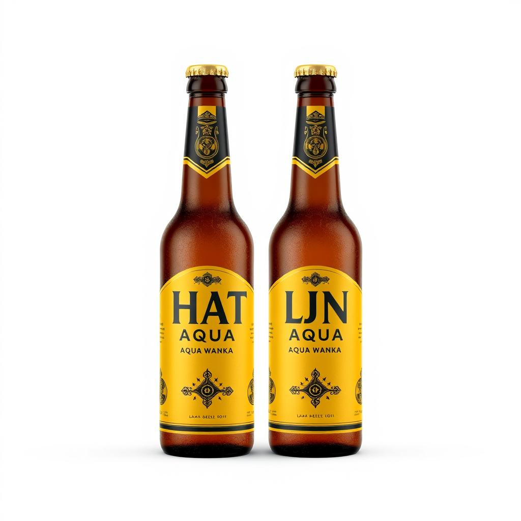 A captivating beer bottle label design with the name "HATUN AQUA WANKA" prominently displayed