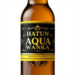 A captivating beer bottle label design with the name "HATUN AQUA WANKA" prominently displayed