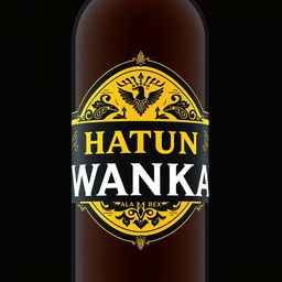 A captivating beer bottle label design with the name "HATUN AQUA WANKA" prominently displayed