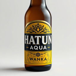 A captivating beer bottle label design with the name "HATUN AQUA WANKA" prominently displayed