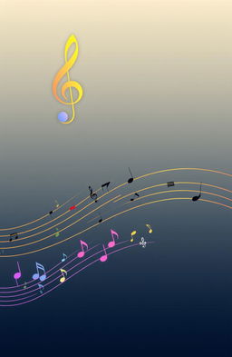 A creative illustration of a music staff, featuring a colorful music clef at the beginning