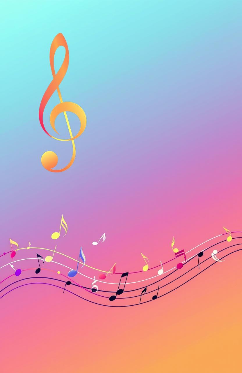 A creative illustration of a music staff, featuring a colorful music clef at the beginning