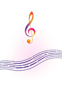 A creative illustration of a music staff, featuring a colorful music clef at the beginning