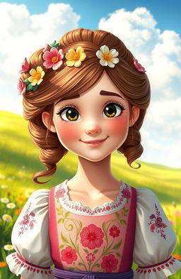 a captivating and charming portrait of a character named Masha