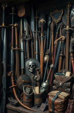 An array of equipment and weapons commonly found in the world of Dungeons and Dragons