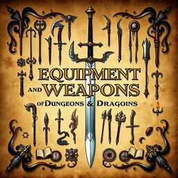 A captivating book cover for "Equipment and Weapons of Dungeons and Dragons