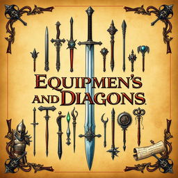 A captivating book cover for "Equipment and Weapons of Dungeons and Dragons