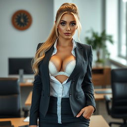 An alluring 20-year-old Czech female secretary, exuding a magnetic blend of professionalism and sensuality