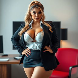 A mesmerizing 20-year-old Czech female secretary, radiating a seductive mix of professionalism and attractiveness