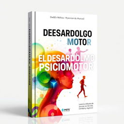 A captivating and dynamic book cover for a title, "El Desarrollo Psicomotor," showcasing a vibrant journey of human development