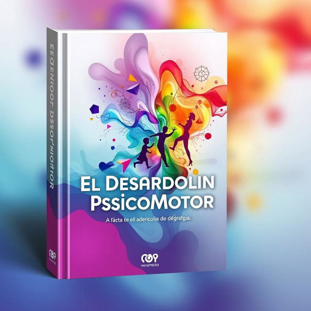 A captivating and dynamic book cover for a title, "El Desarrollo Psicomotor," showcasing a vibrant journey of human development