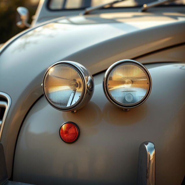 A vintage Citroën 2CV featuring distinct kupla signal lights