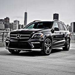 2015 Mercedes Benz GL63 AMG in a striking black and white two-tone color scheme