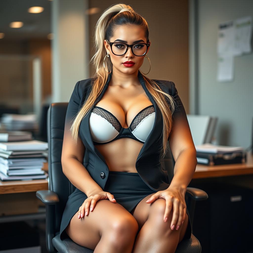 A captivating 20-year-old Czech female secretary displaying an enticing combination of strength and femininity