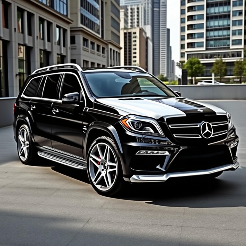 2015 Mercedes Benz GL63 AMG with a striking two-tone custom paint job in black and white