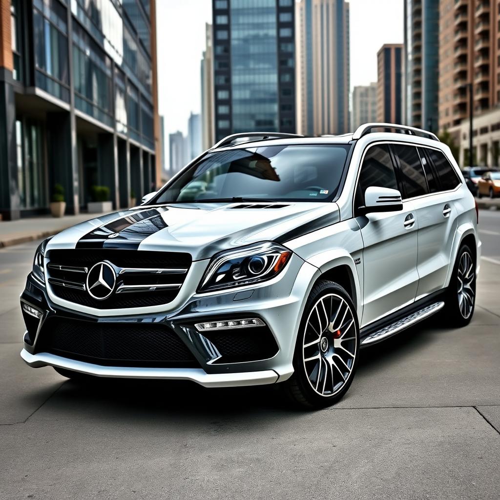 2015 Mercedes Benz GL63 AMG with a striking two-tone custom paint job in black and white