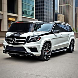 2015 Mercedes Benz GL63 AMG with a striking two-tone custom paint job in black and white