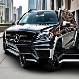 2015 Mercedes Benz GL63 AMG with a striking two-tone custom paint job in black and white