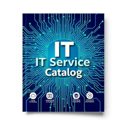 A sleek and professional cover page design for an IT service catalog