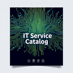 A sleek and professional cover page design for an IT service catalog