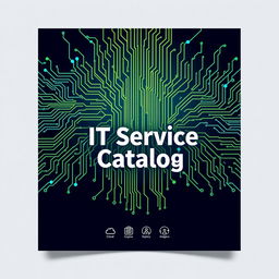 A sleek and professional cover page design for an IT service catalog